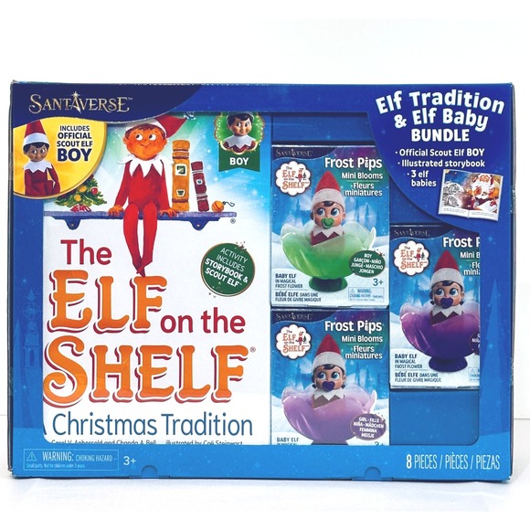 SantaVerse Elf Tradition Elf Baby Bundle Scout Elf Boy Storybook 3 Frost Pips - Picture 1 of 8